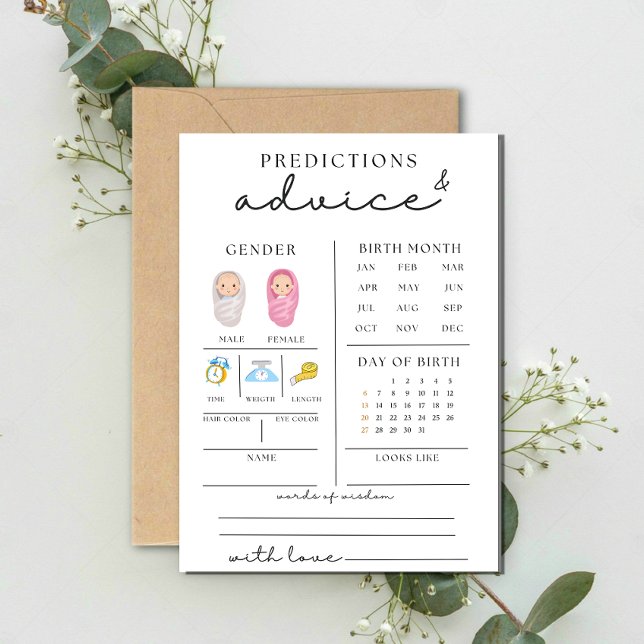  Cute Baby Shower Advice And Predictions Card (Creator Uploaded)