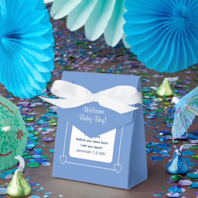 Cute Baby Shower Bible Verse Blue Party Favour Box (Party)