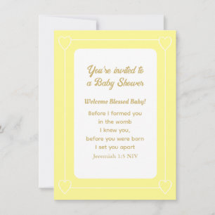 Cute Baby Shower Bible Verse Yellow Simple   Invitation