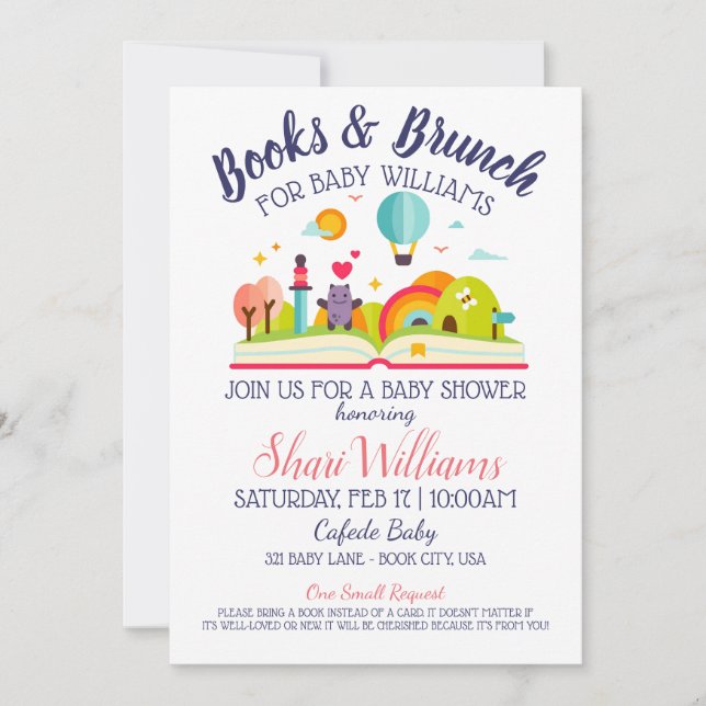 Cute baby shower book and brunch party Customise Invitation (Front)