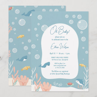Cute Baby Shower Boy Aqua Fish Park Adorable Oce Invitation