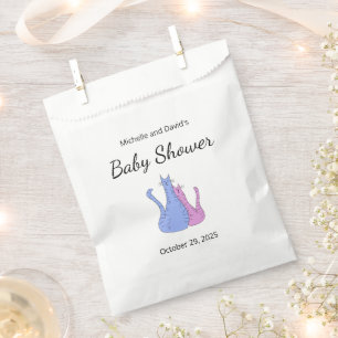 Cute Baby Shower Cat Twins Blue Pink Favour Bag