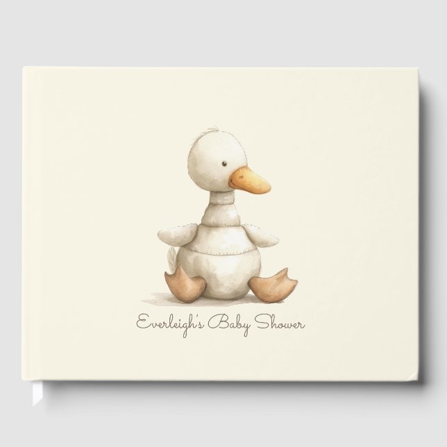 Cute Baby Shower Duckling Stuffed Animal Guest Book (Front)