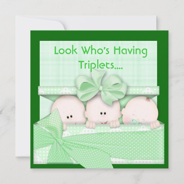CUTE BABY SHOWER For TRIPLETS  INVITATION (Front)