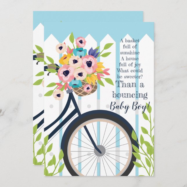 Cute Baby Shower Garden Party Floral Invitation (Front/Back)