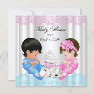 Cute Baby Shower Gender Reveal Couples Invitation