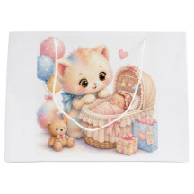Cute Baby Shower Gift Bag | Tumble Watercolor Kitt