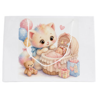 Cute Baby Shower Gift Bag | Tumble Watercolor Kitt