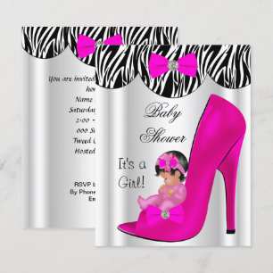 Cute Baby Shower Girl Hot Pink Baby Shoe Invitation