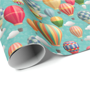 Cute baby shower hot air balloon tiled pattern wrapping paper