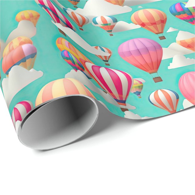 Cute baby shower hot air balloon tiled  wrapping paper (Roll Corner)