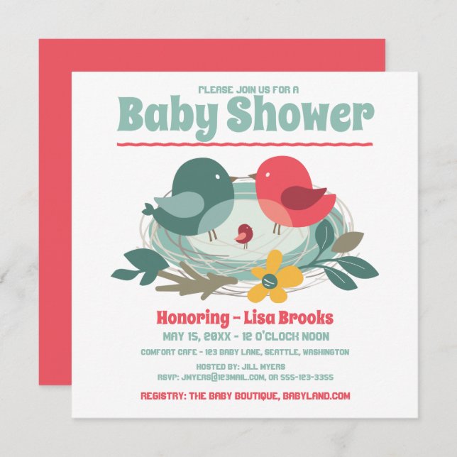 Cute Baby Shower  Invitation (Front/Back)