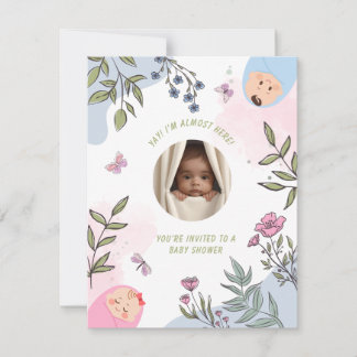Cute baby shower invitation card with envelope