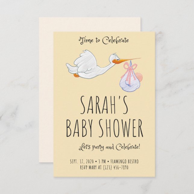 Cute Baby Shower Invitation Cards (Front/Back)