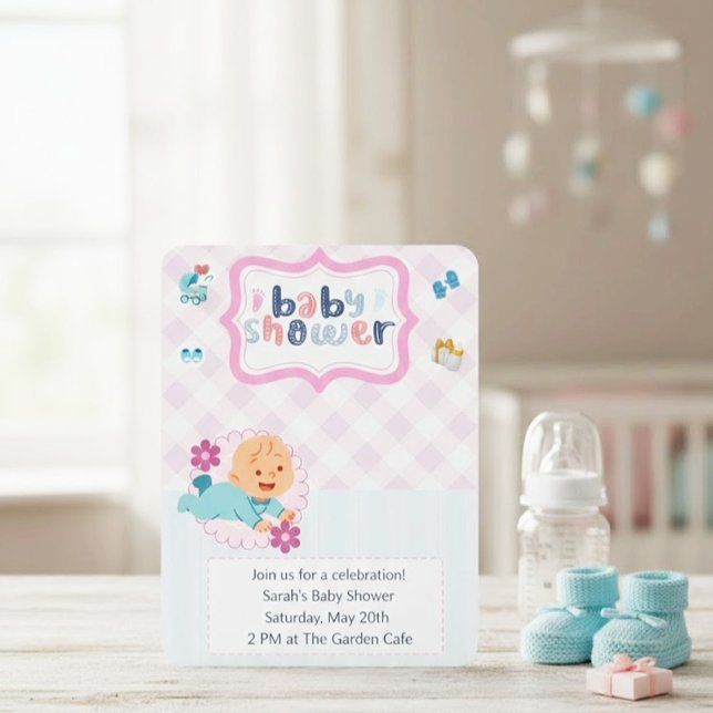 Cute Baby Shower Invitation Template - Blue & Pink (Creator Uploaded)