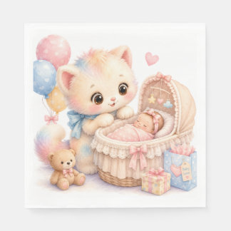 Cute Baby Shower Napkins | Tumble Watercolor