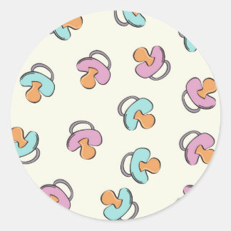 Cute Baby Shower Pacifier Gender Reveal Classic Round Sticker