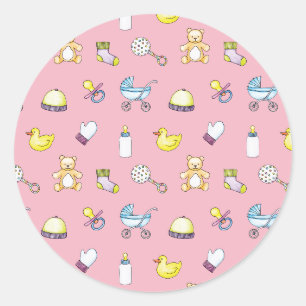 Cute baby shower pattern classic round sticker