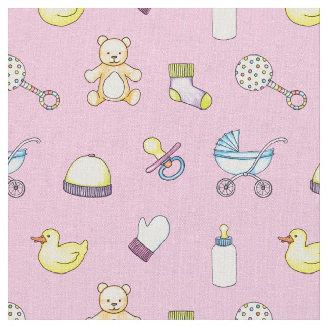 Cute baby shower pattern fabric (Close Up)