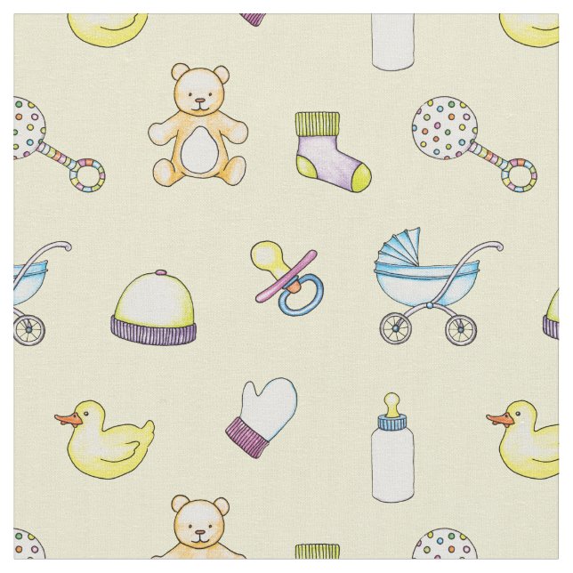 Cute baby shower pattern fabric (Close Up)