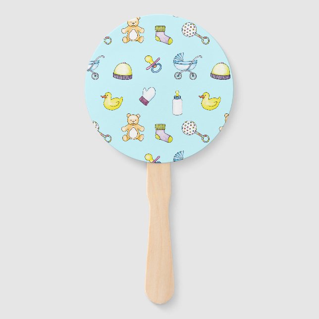 Cute baby shower pattern hand fan (Front)