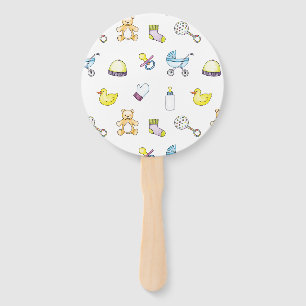Cute baby shower pattern hand fan