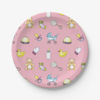 Cute baby shower pattern paper plate