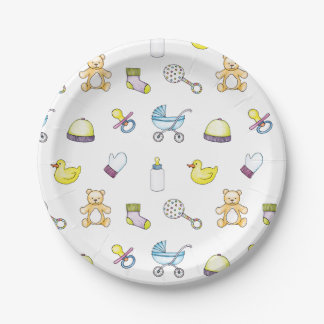 Cute baby shower pattern paper plate