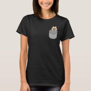 Cute Baby Siamese Cat In Pocket T-Shirt
