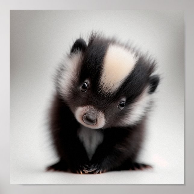 Cute Baby Skunk Portrait |  Square 1:1 Poster (Front)