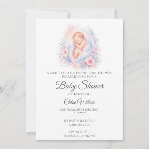 Cute Baby Sleeping Baby Shower Invitation