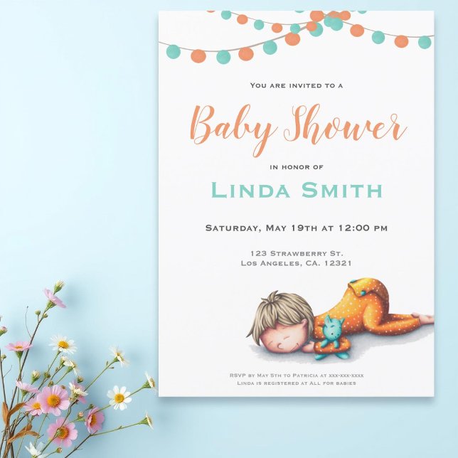 Cute Baby Sleeping Baby Shower Invitation (Creator Uploaded)