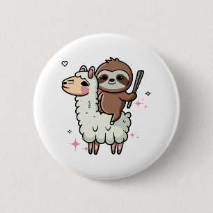 Cute Baby Sloth and Llama  6 Cm Round Badge