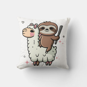 Cute Baby Sloth and Llama Cushion