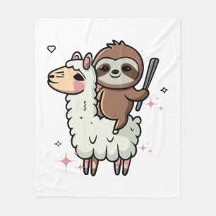 Cute Baby Sloth and Llama Fleece Blanket