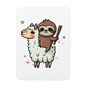 Cute Baby Sloth and Llama  Magnet