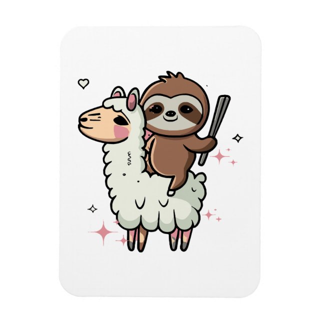 Cute Baby Sloth and Llama  Magnet (Vertical)
