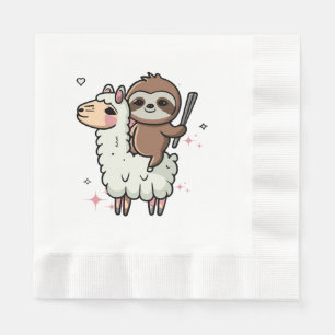 Cute Baby Sloth and Llama Napkin