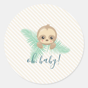 Cute Baby Sloth Baby Shower Party Stickers