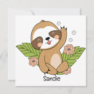 Cute Baby Sloth Custom Name   