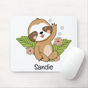 Cute Baby Sloth Custom Name        Mouse Pad