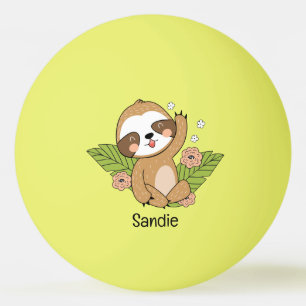 Cute Baby Sloth Custom Name        Ping Pong Ball