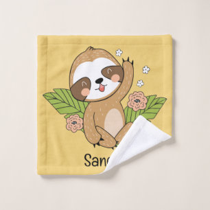 Cute Baby Sloth Custom Name        Wash Cloth