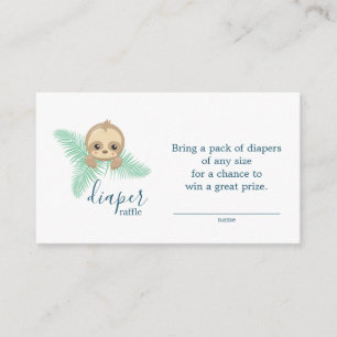 Cute Baby Sloth Diaper Raffle Ticket Baby Shower Enclosure Card