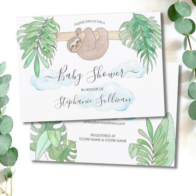 Cute Baby Sloth Gender Neutral Baby Shower Invitation (Creator Uploaded)