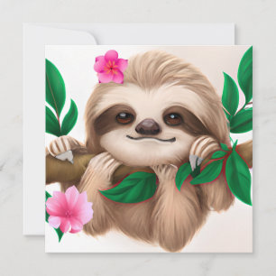 Cute Baby Sloth Hanging in a Tree Invitation