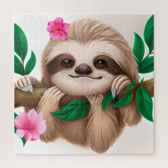 Cute Baby Sloth Hanging in a Tree  Jigsaw Puzzle (Vertical)