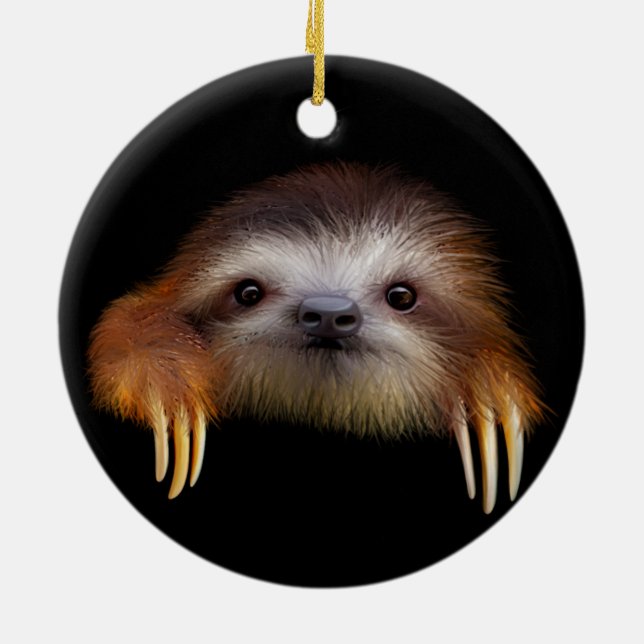 Cute Baby Sloth Hanging Ornament (Back)