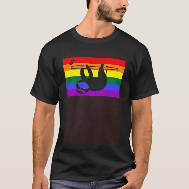 Cute Baby Sloth  LGBTQ Gay Pride Flag Queer T-Shirt (Front)