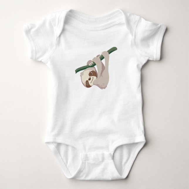 Cute Baby Sloth on a Branch Baby Bodysuit (Front)